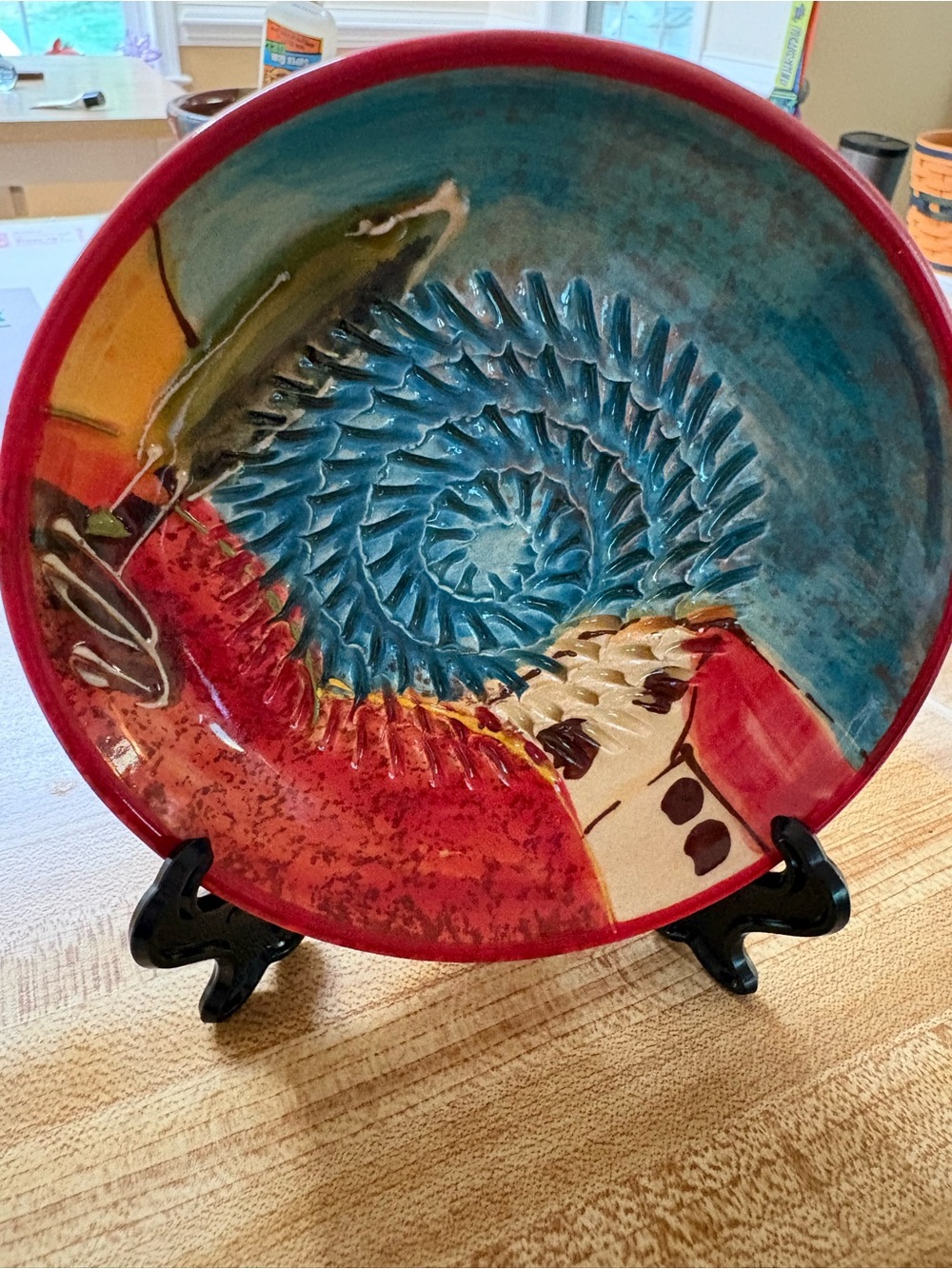 NWT iseespain Veo Spain Hand Painted Ceramic Garlic Grater Serving Bowl Pottery